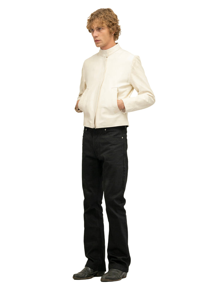 DRIVER ONE CUT WHITE LEATHER JACKET