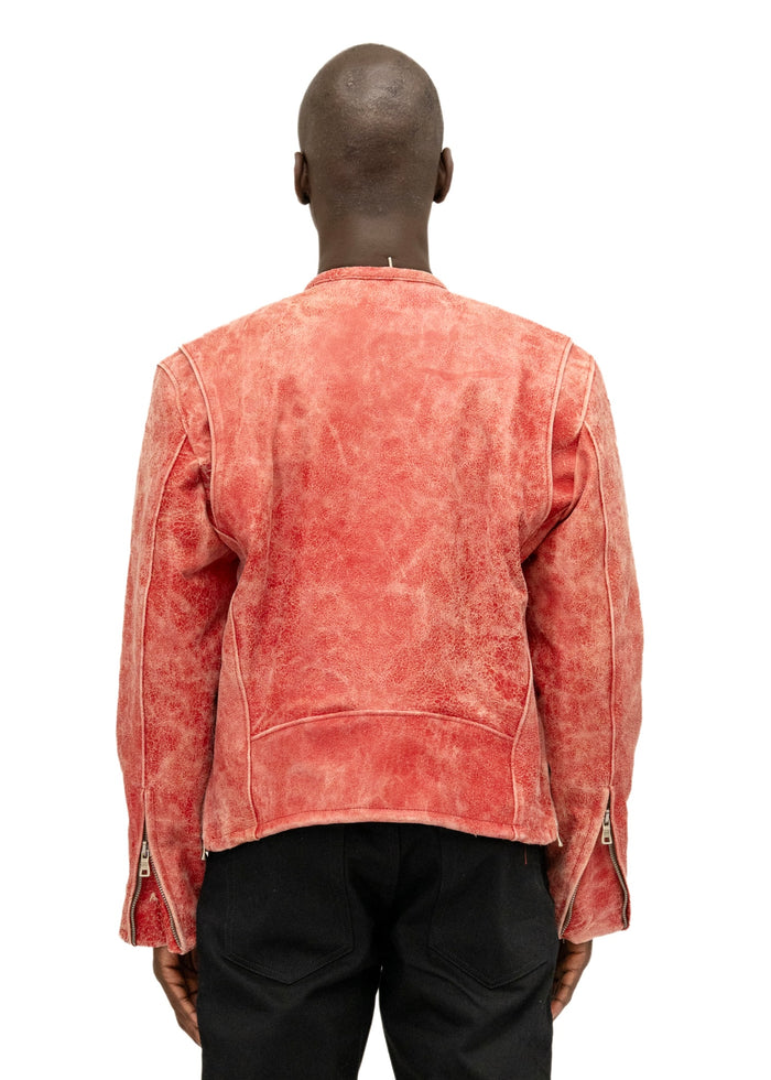 RED RACER CUT LEATHER JACKET