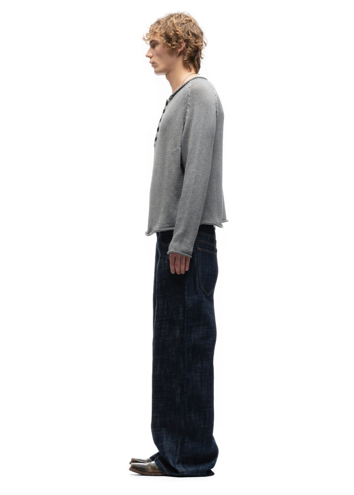 BUTTON KNIT SWEATER GREY