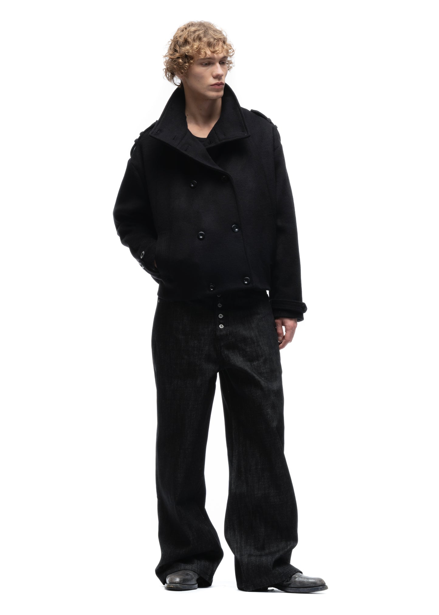 BUTTON UP MARINE JACKET BLACK