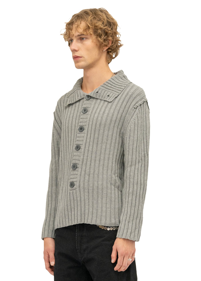 BUTTON LINE KNIT JUMPER GREY