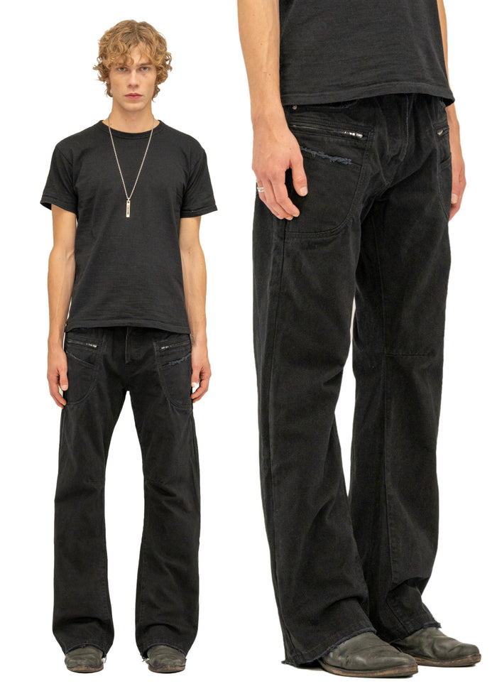 FRAYED BOOTCUT DENIM BLACK