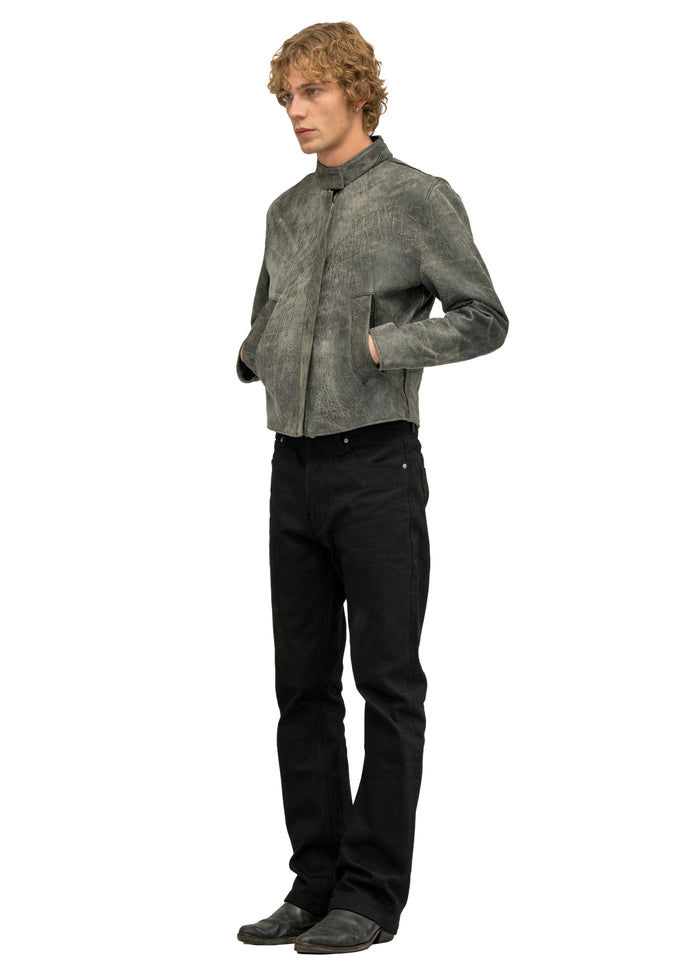 DRIVER ONE CUT STONE LEATHER JACKET
