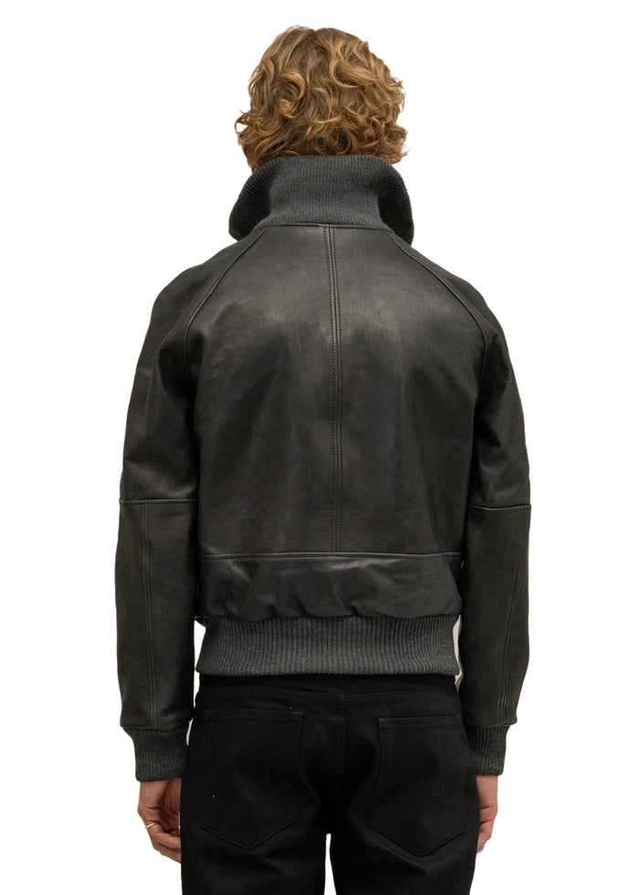 DUST ONE CUT LEATHER JACKET BLACK