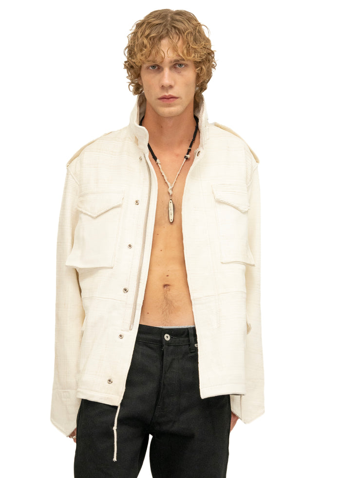 LEATHER FIELD PARKA WHITE