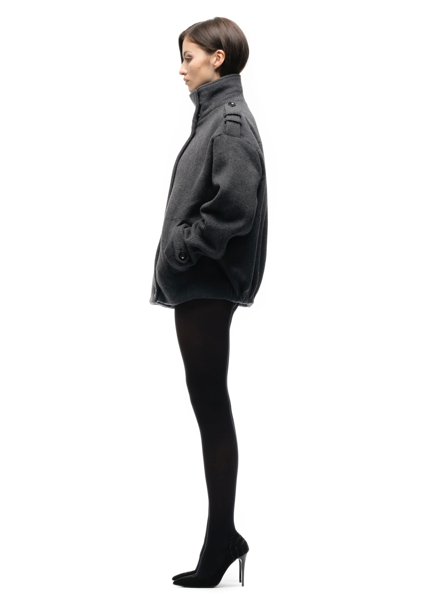 BUTTON UP MARINE JACKET GREY FEMALE