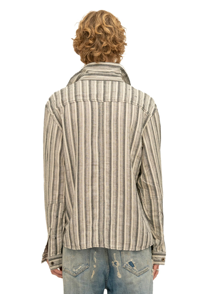 REWORKED STRIPE SHIRT GREY