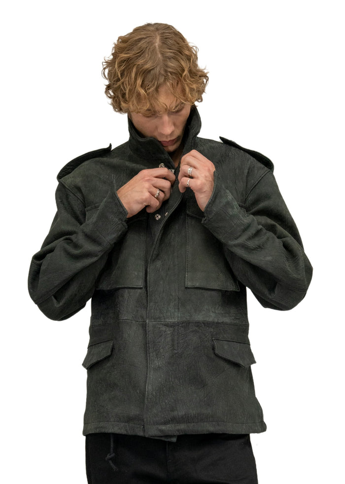 LEATHER FIELD PARKA BLACK