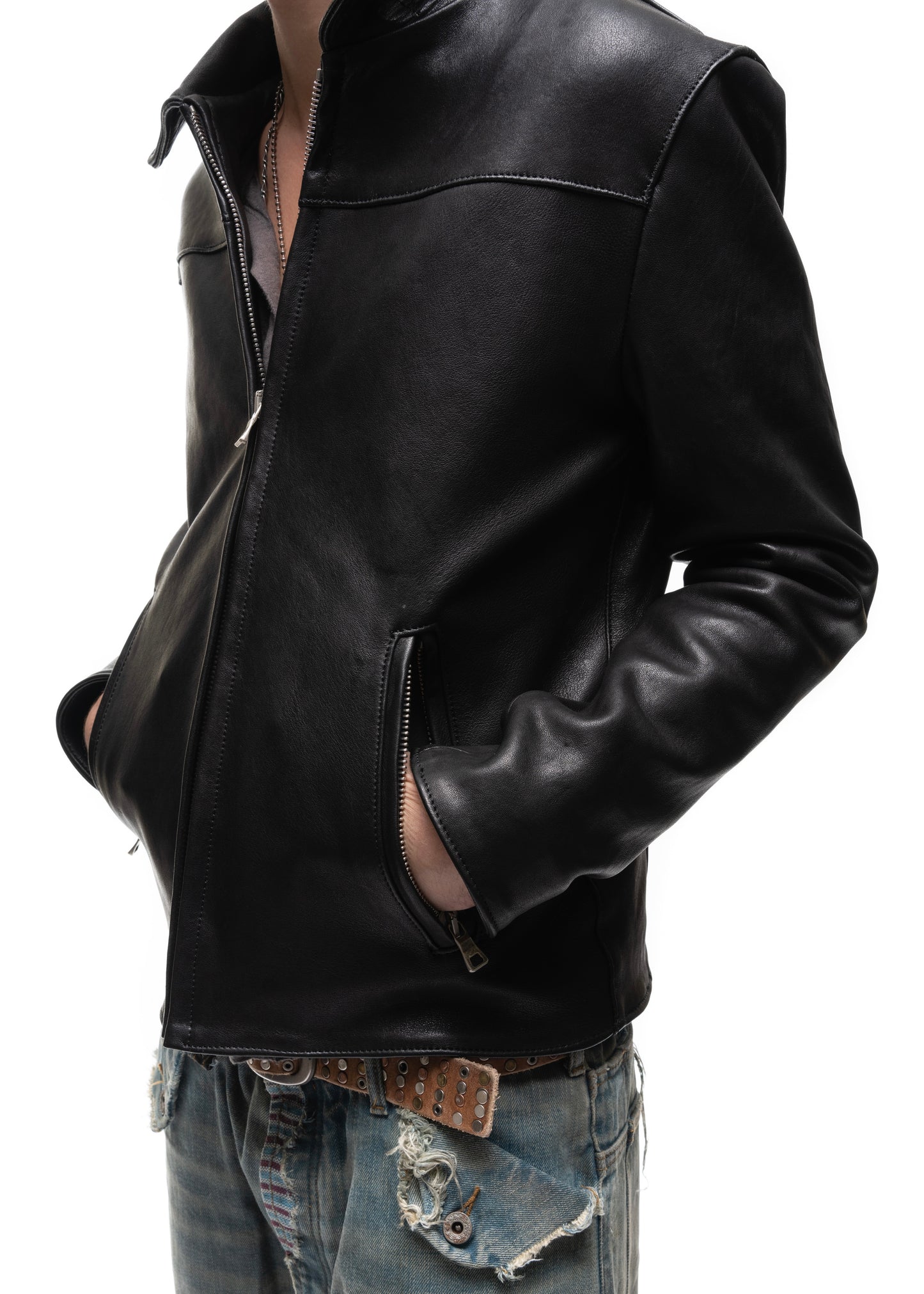 BIKER ONE CUT LEATHER JACKET