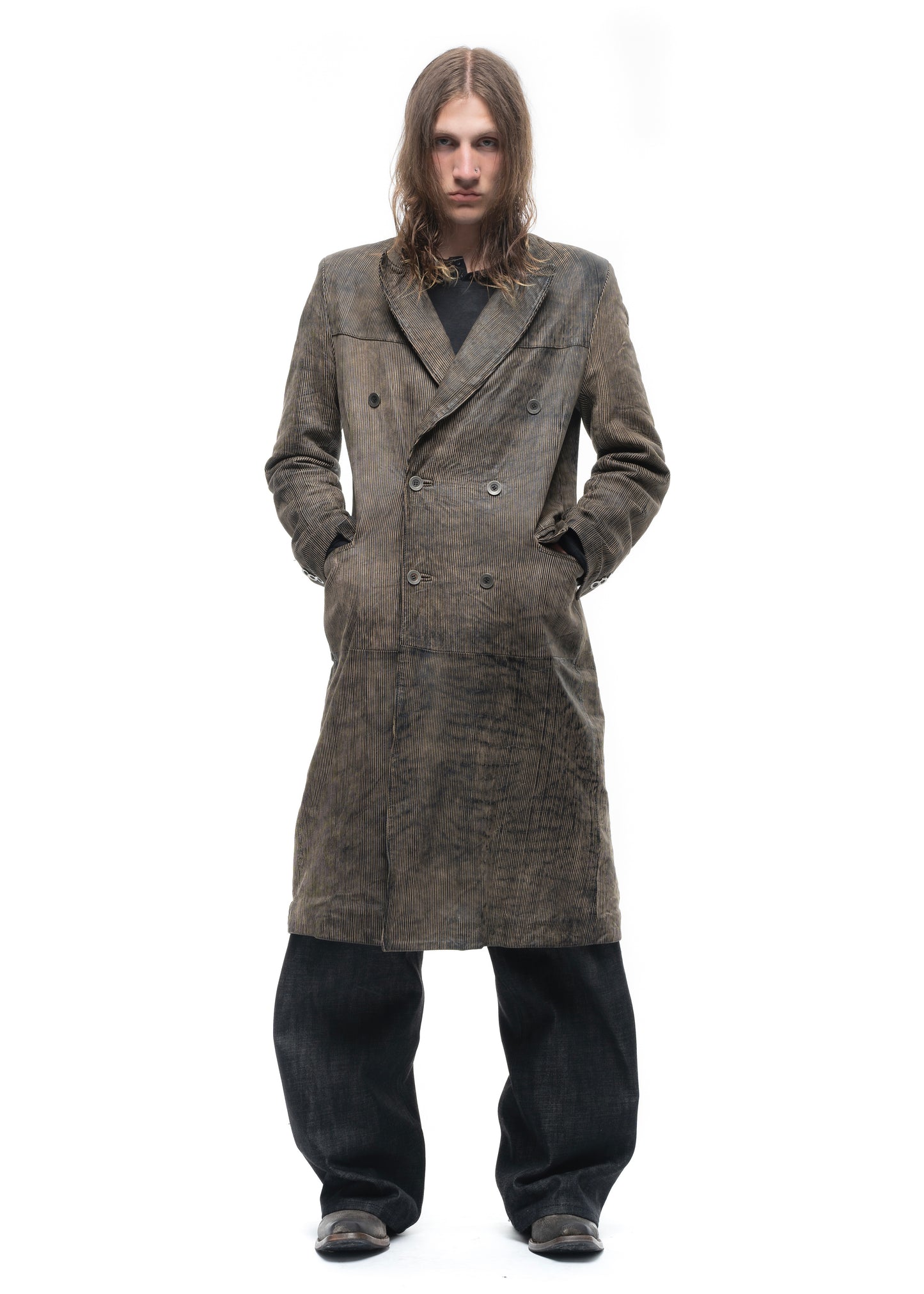 CORDUROY LEATHER COAT