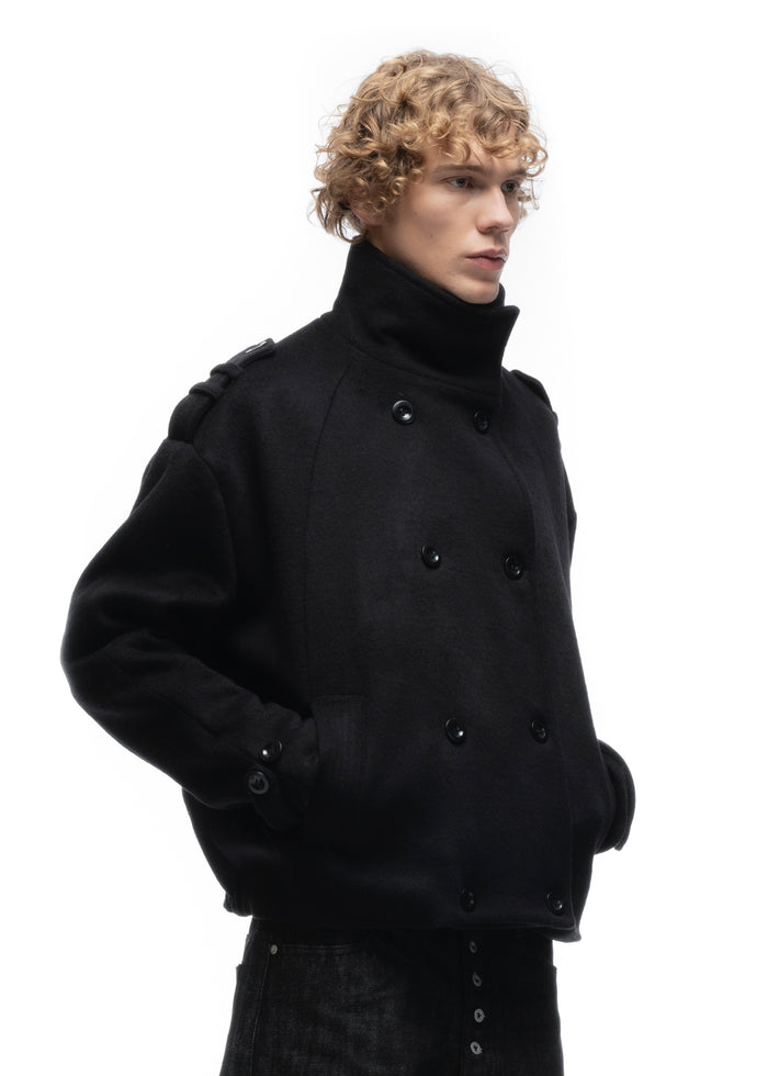 BUTTON UP MARINE JACKET BLACK