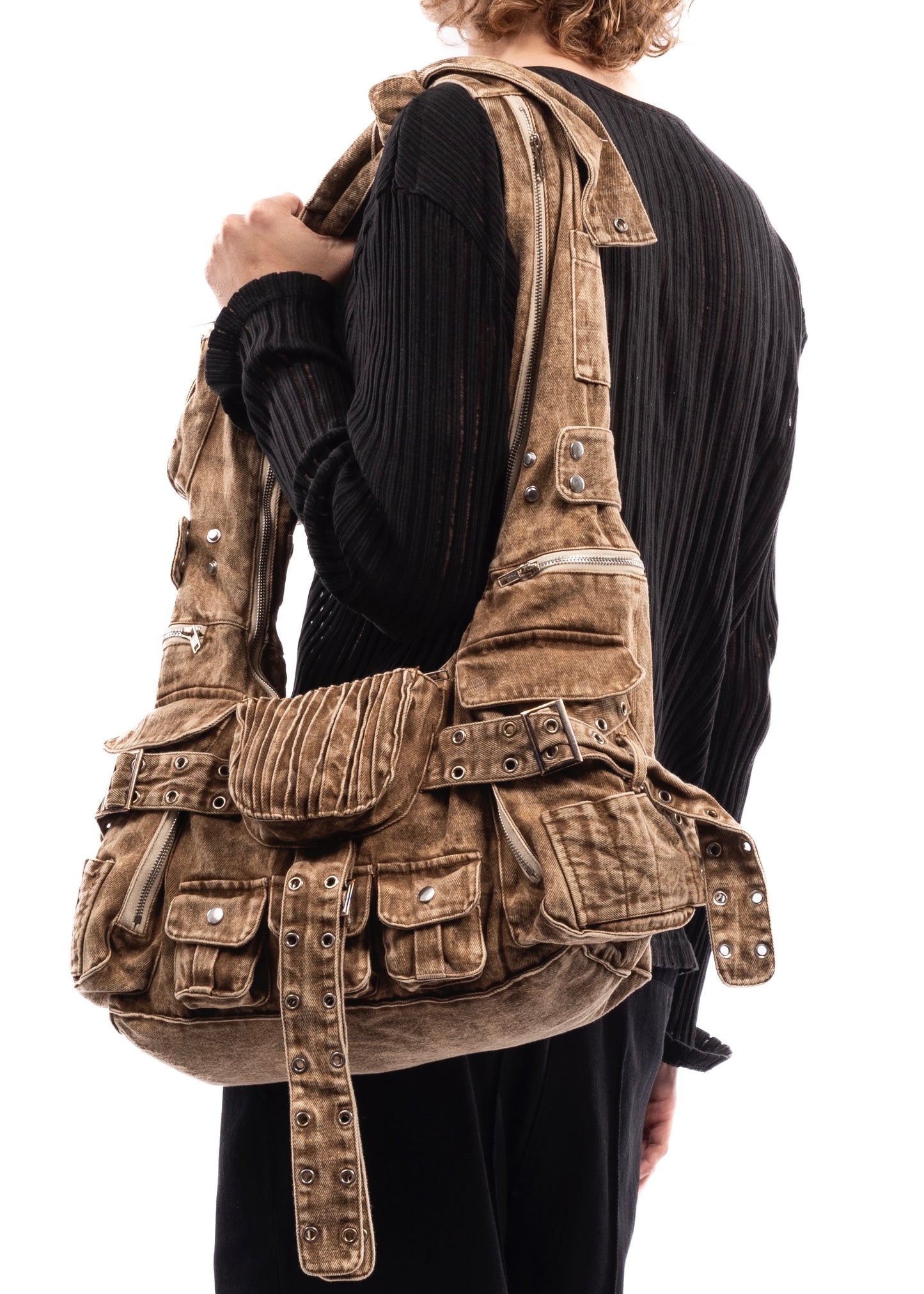DENIM MULTIPOCKET BAG 002 BEIGE