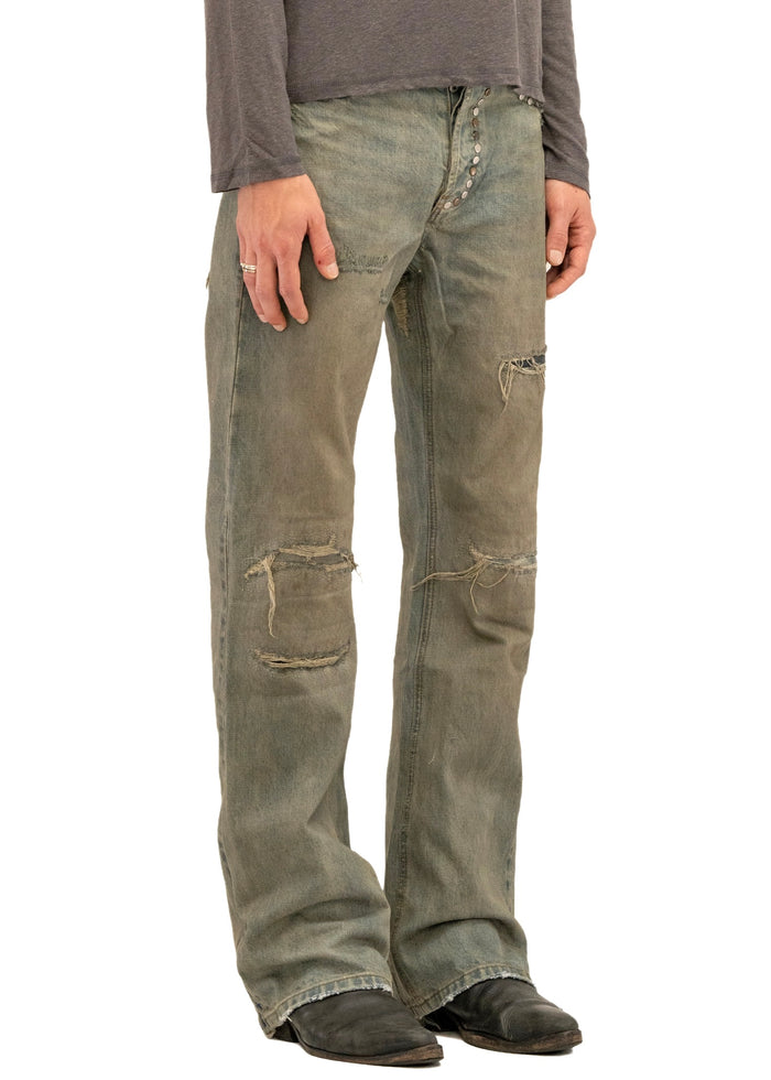 STUDDED SELVEDGE BOOTCUT DENIM