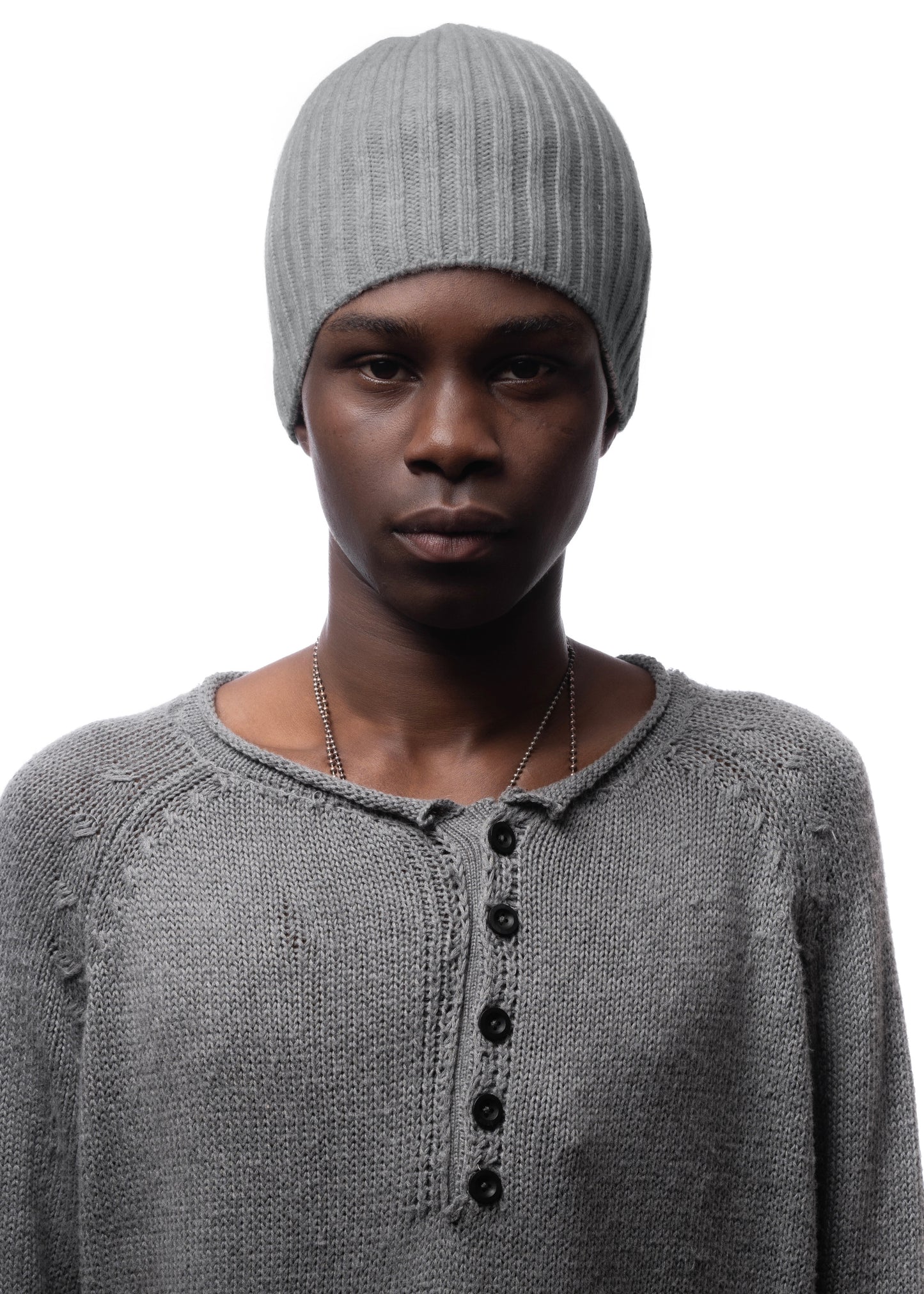 RIBBED WOOL BEANIE DARK GREY