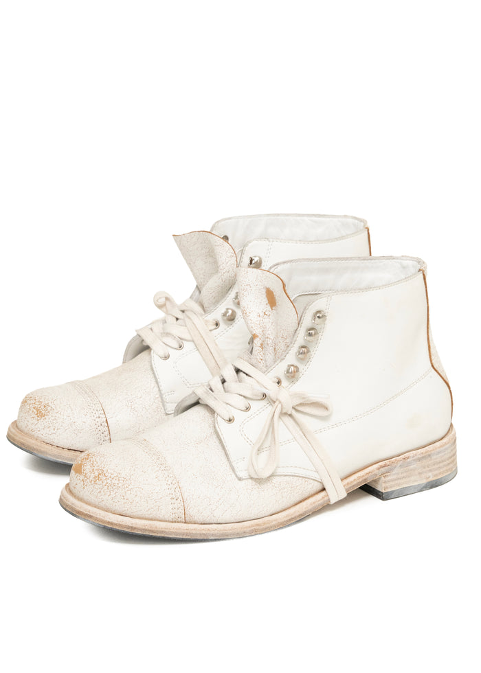 UTILITY BOOTS CRACKED WHITE