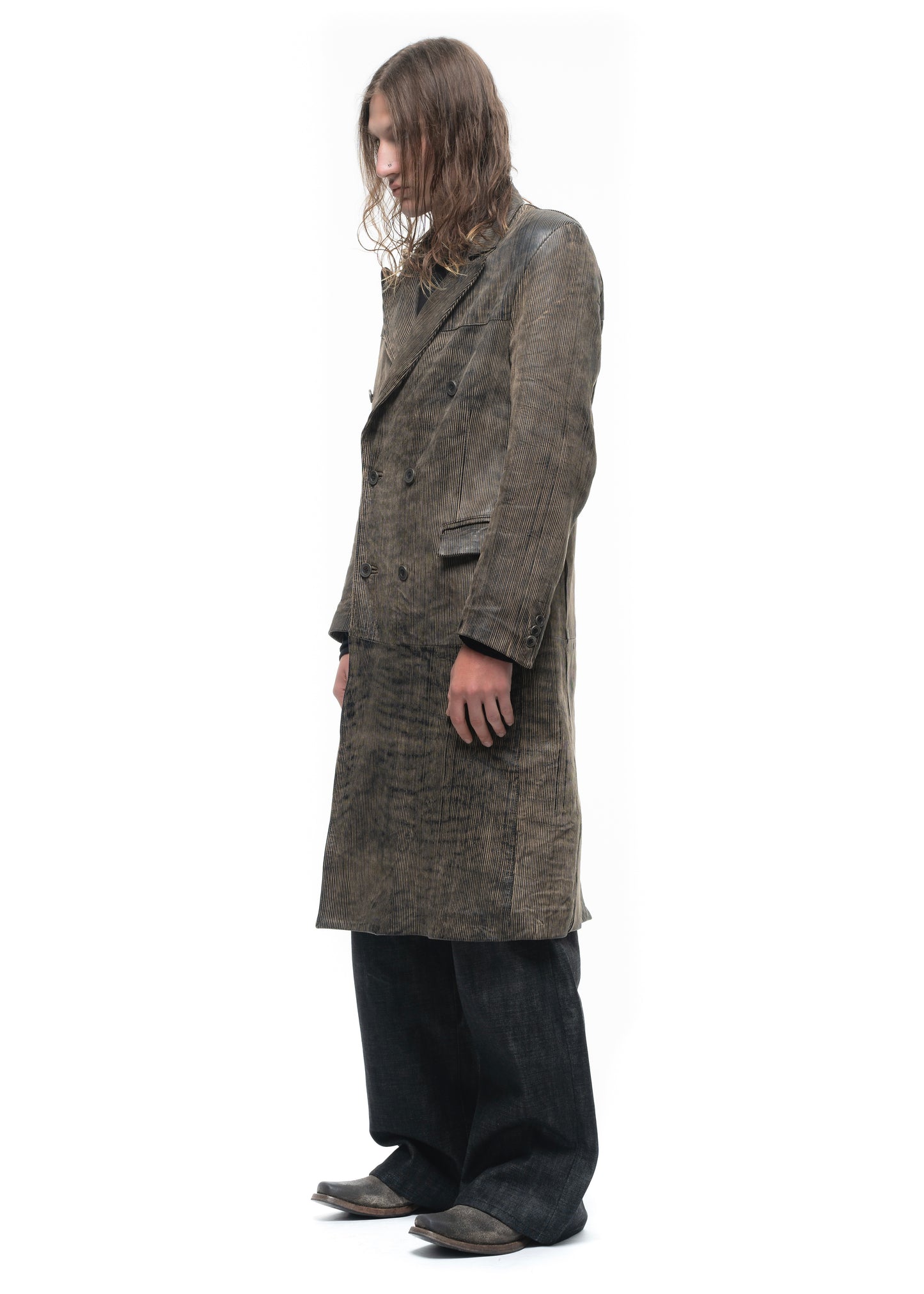 CORDUROY LEATHER COAT