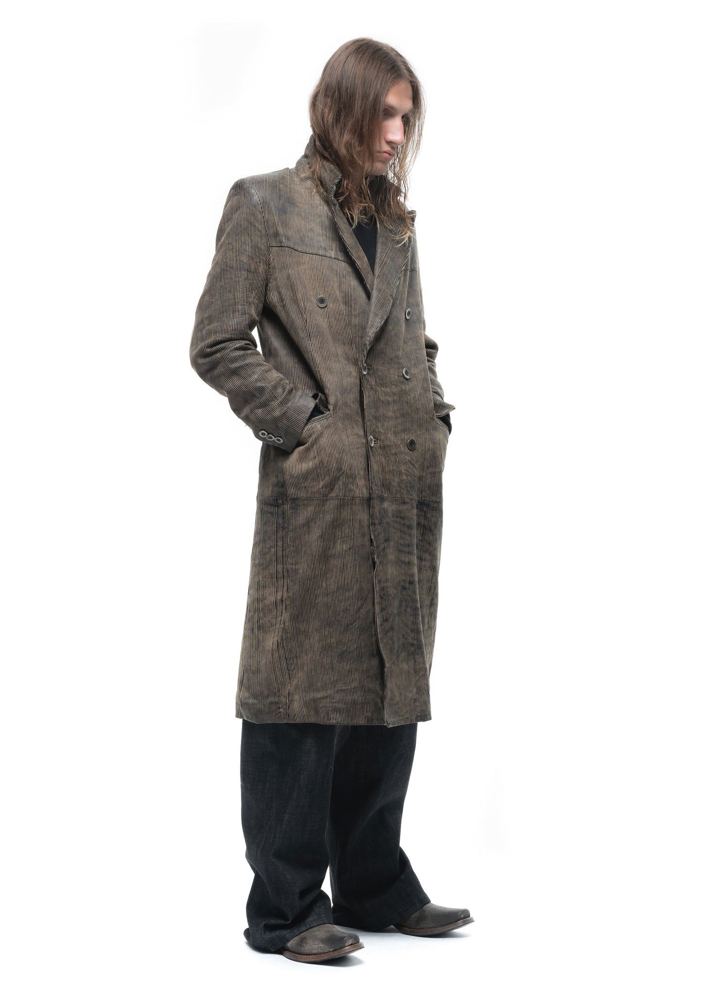 CORDUROY LEATHER COAT