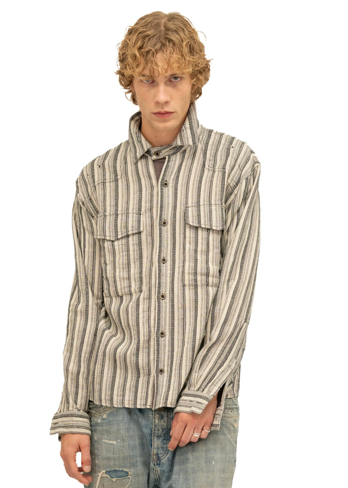 REWORKED STRIPE SHIRT GREY