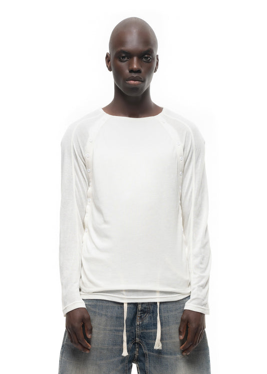 2 BUTTON LINE DOUBLE-LAYERED LONGSLEEVE WHITE