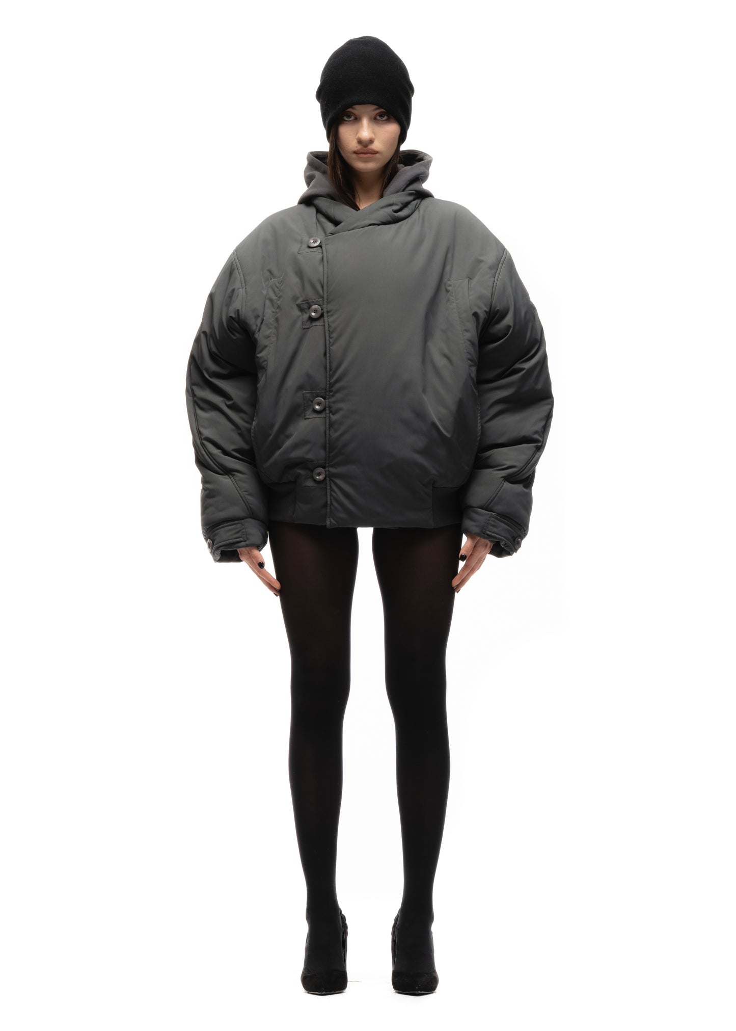 FENCING WAFFLE BOMBER JACKET COLD GREY FEMALE