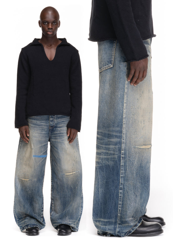 REPAIRED RUST SELVEDGE DENIM LOOSE FIT
