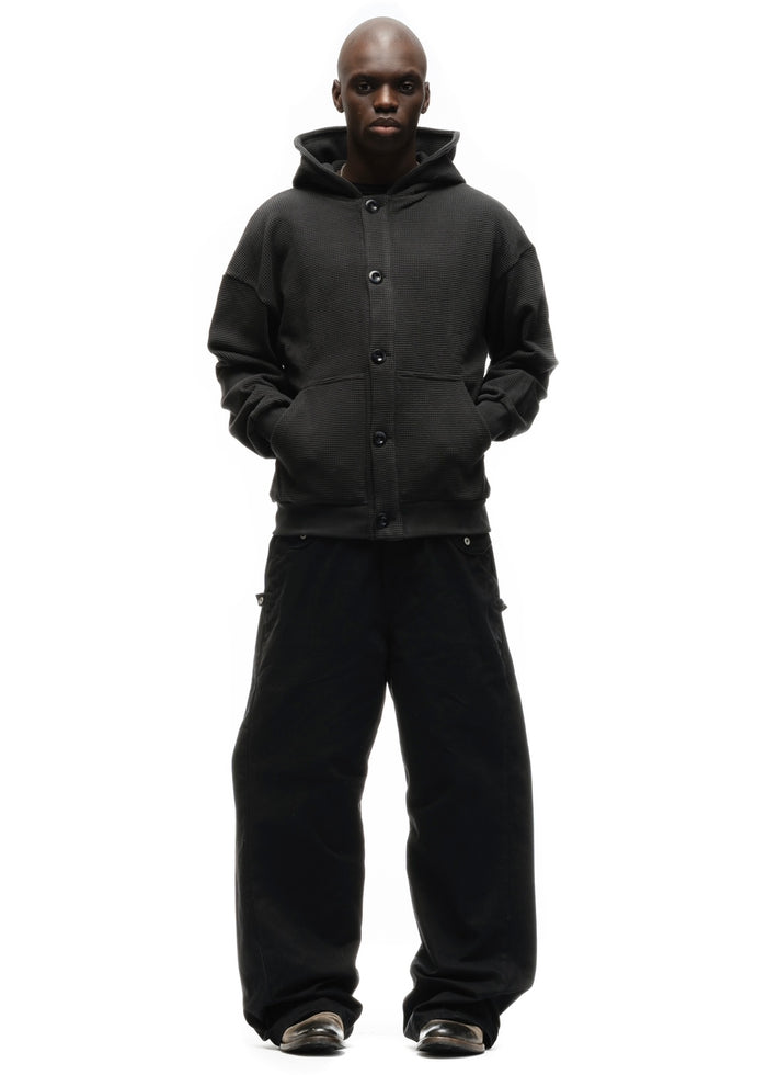 BUTTON KNIT COTTON JACKET BLACK