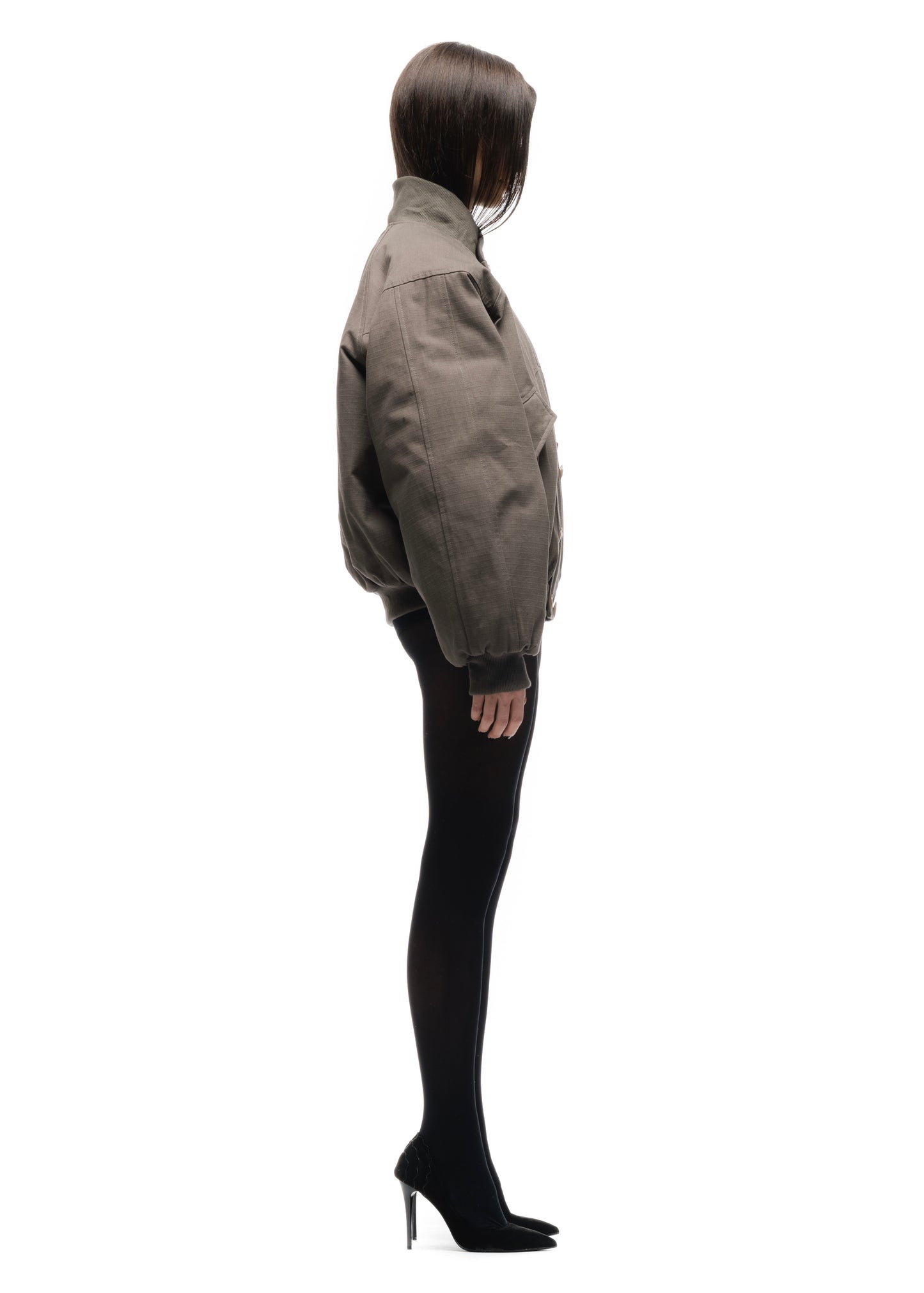 DOUBLE BUTTON BOMBER JACKET STRUCTURED STONE FEMALE