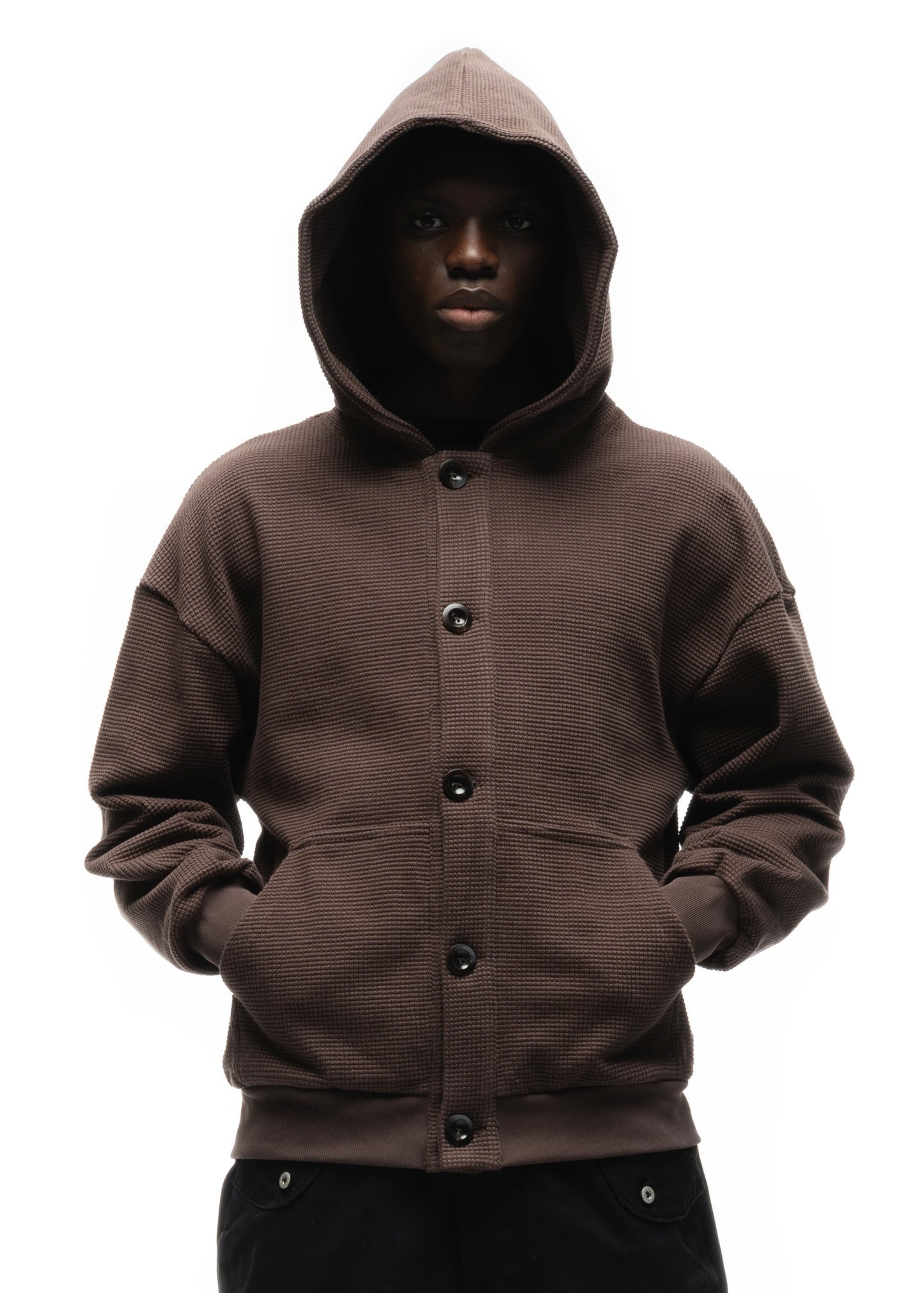 BUTTON KNIT COTTON JACKET WASHED OUT BROWN