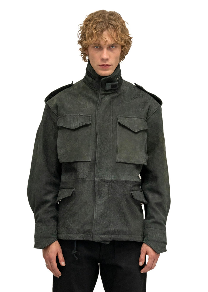 LEATHER FIELD PARKA BLACK