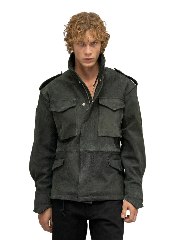 LEATHER FIELD PARKA BLACK