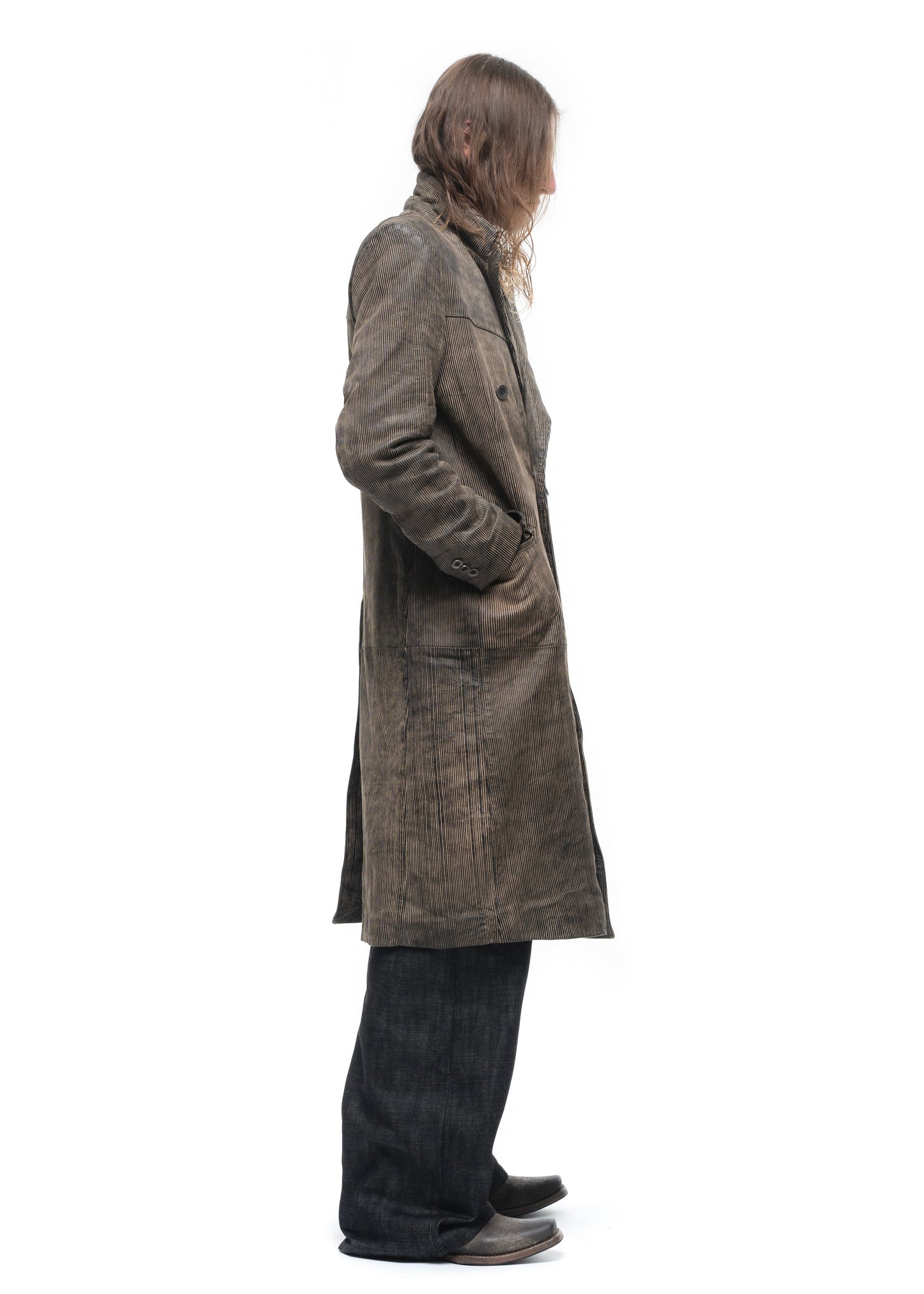 CORDUROY LEATHER COAT