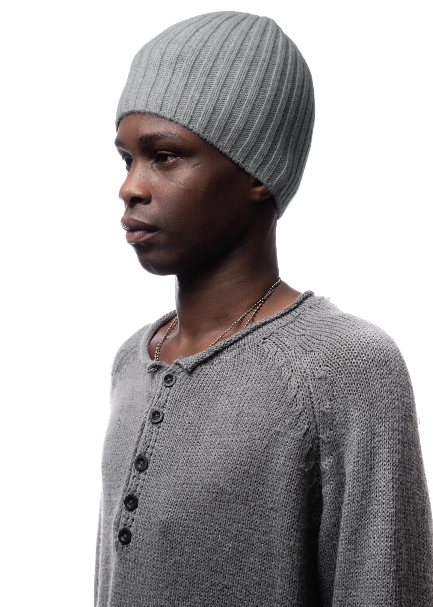 RIBBED WOOL BEANIE DARK GREY