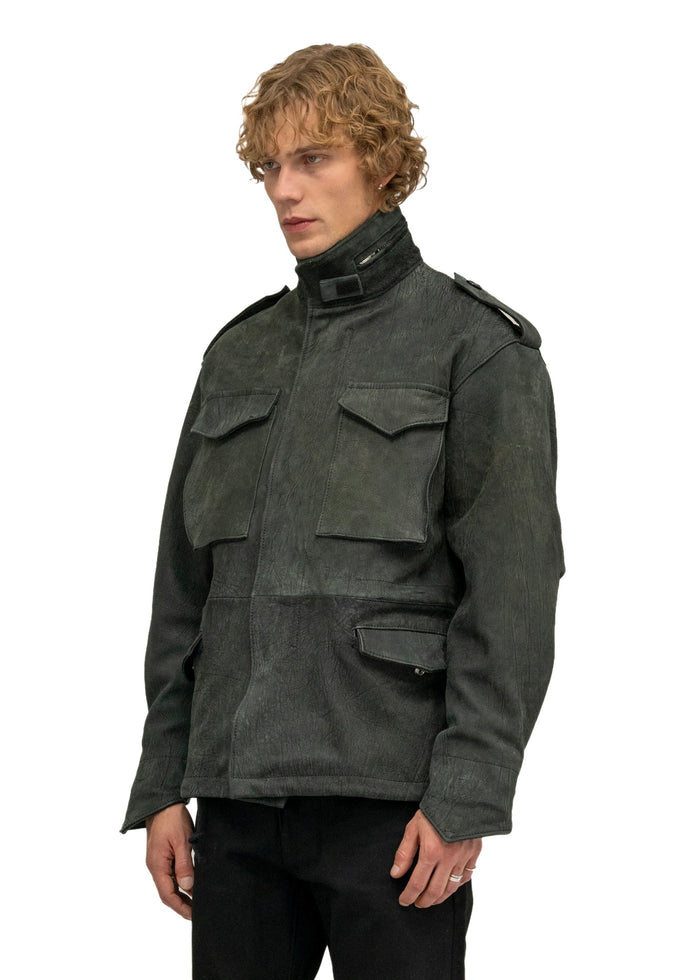 LEATHER FIELD PARKA BLACK