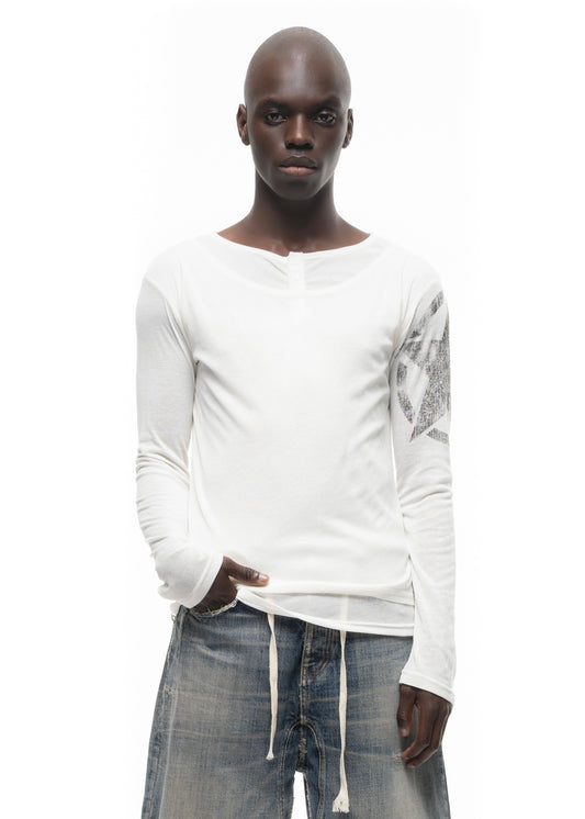 STAR SLEEVE DOUBLE-LAYERED BUTTON LONGSLEEVE WHITE