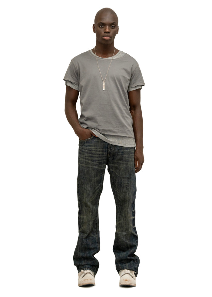 DOUBLE-LAYERED T-SHIRT GREY