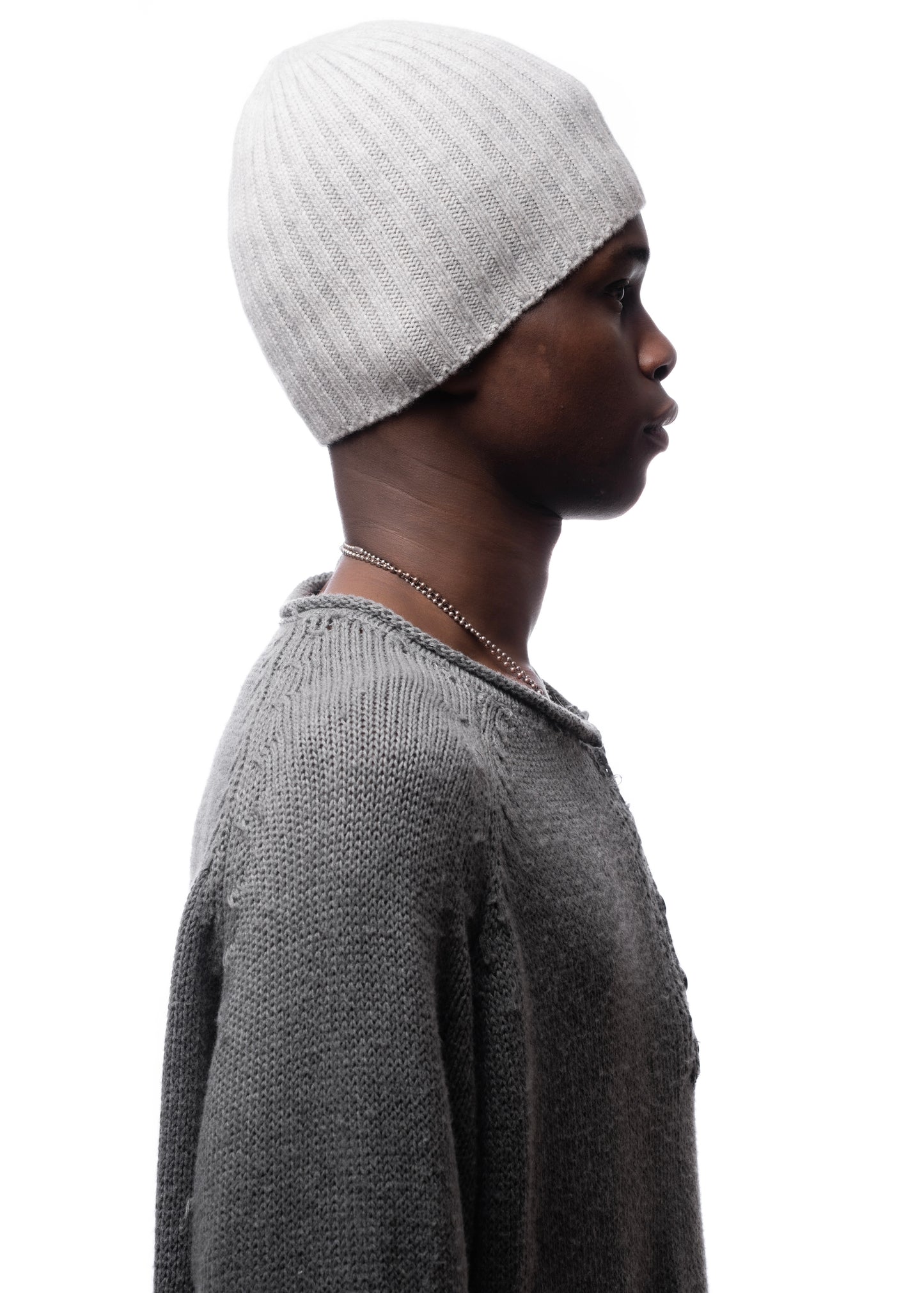 RIBBED WOOL BEANIE LIGHT GREY