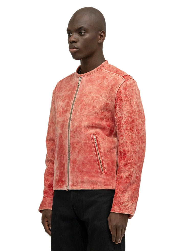RED RACER CUT LEATHER JACKET