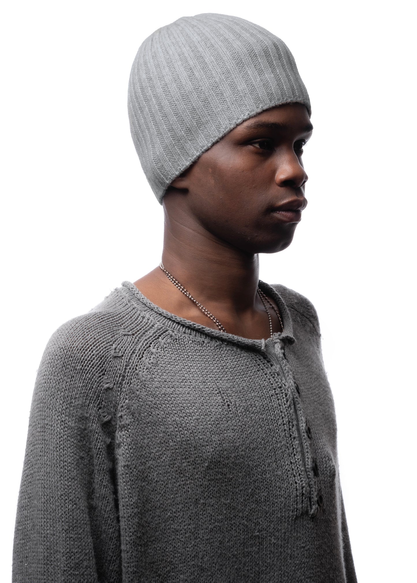 RIBBED WOOL BEANIE DARK GREY