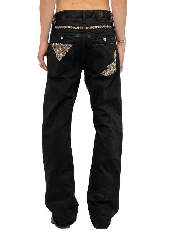 SEQUIN SELVEDGE BOOTCUT DENIM BLACK