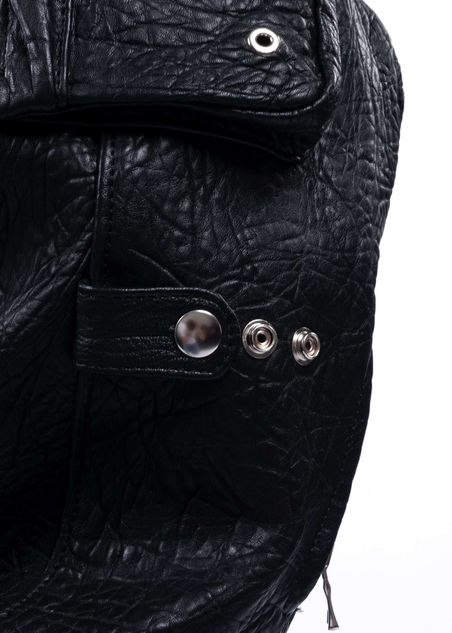 PULL OVER CONCRETE LEATHER BOMBER