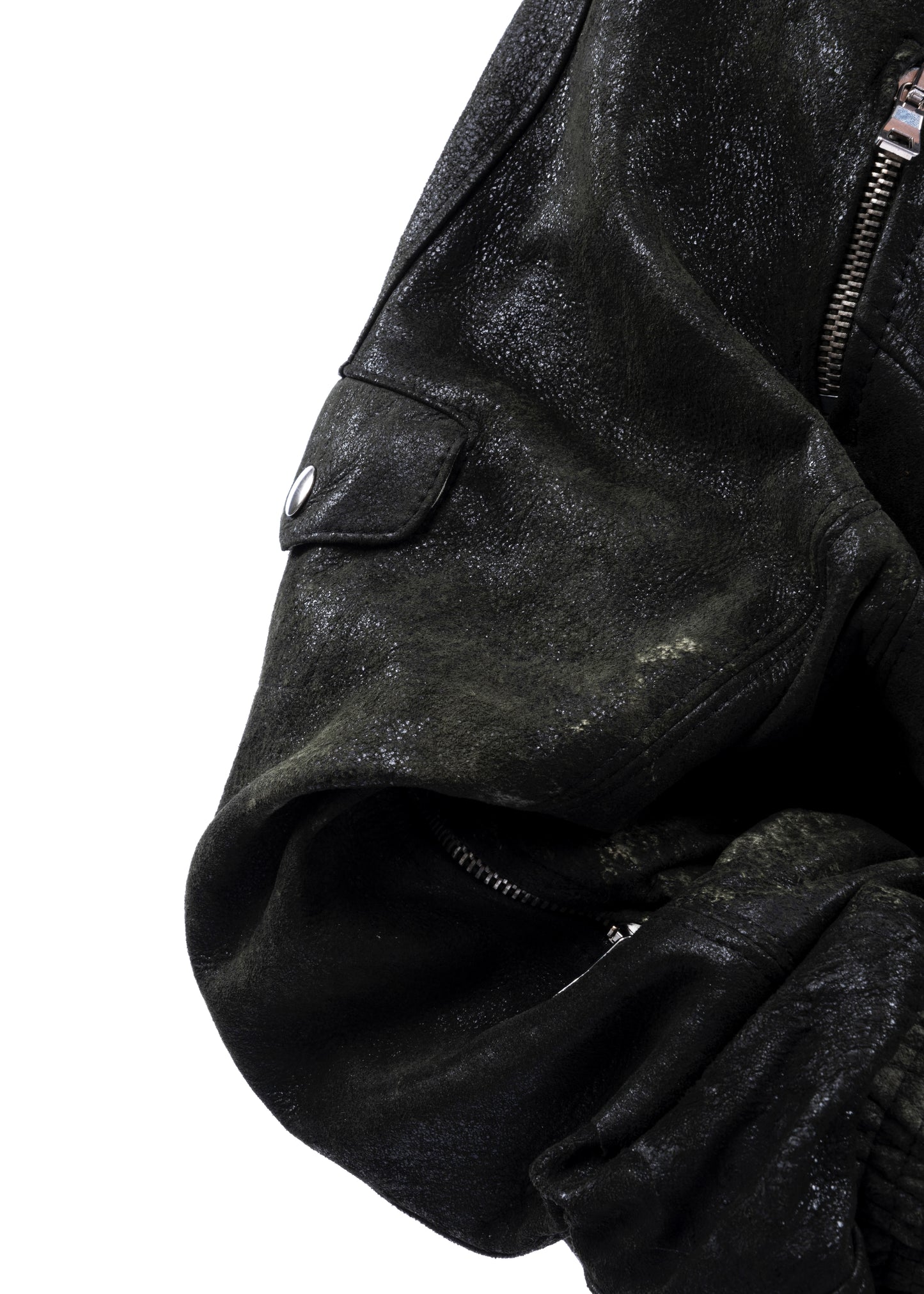 USED GREEN LEATHER BOMBER