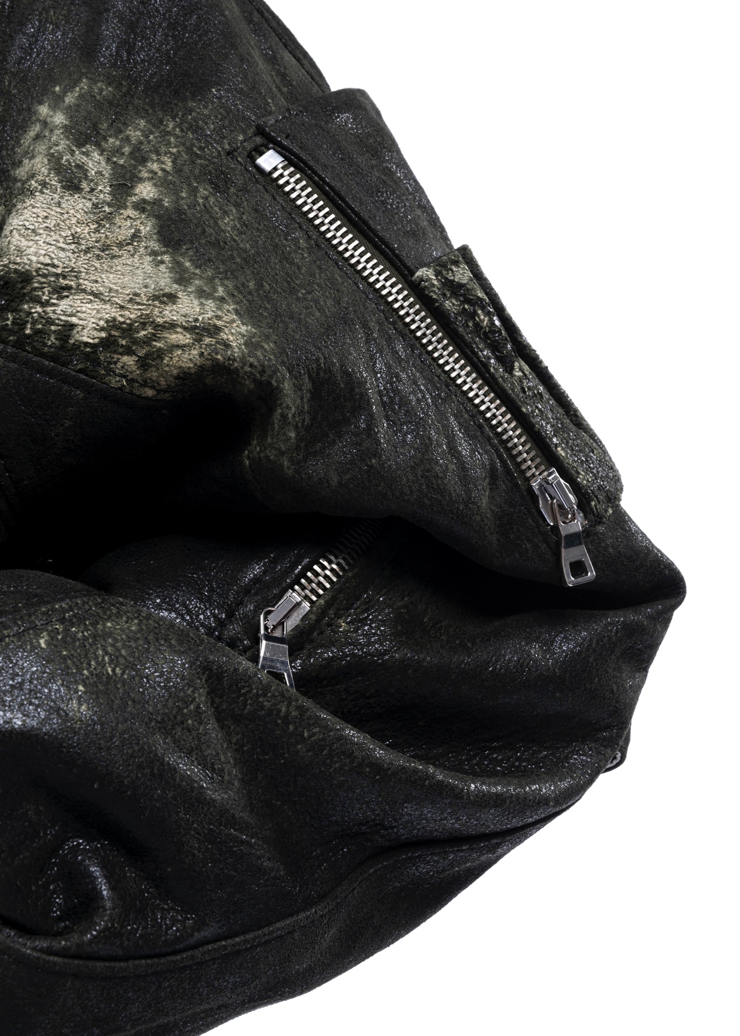 USED GREEN LEATHER BOMBER