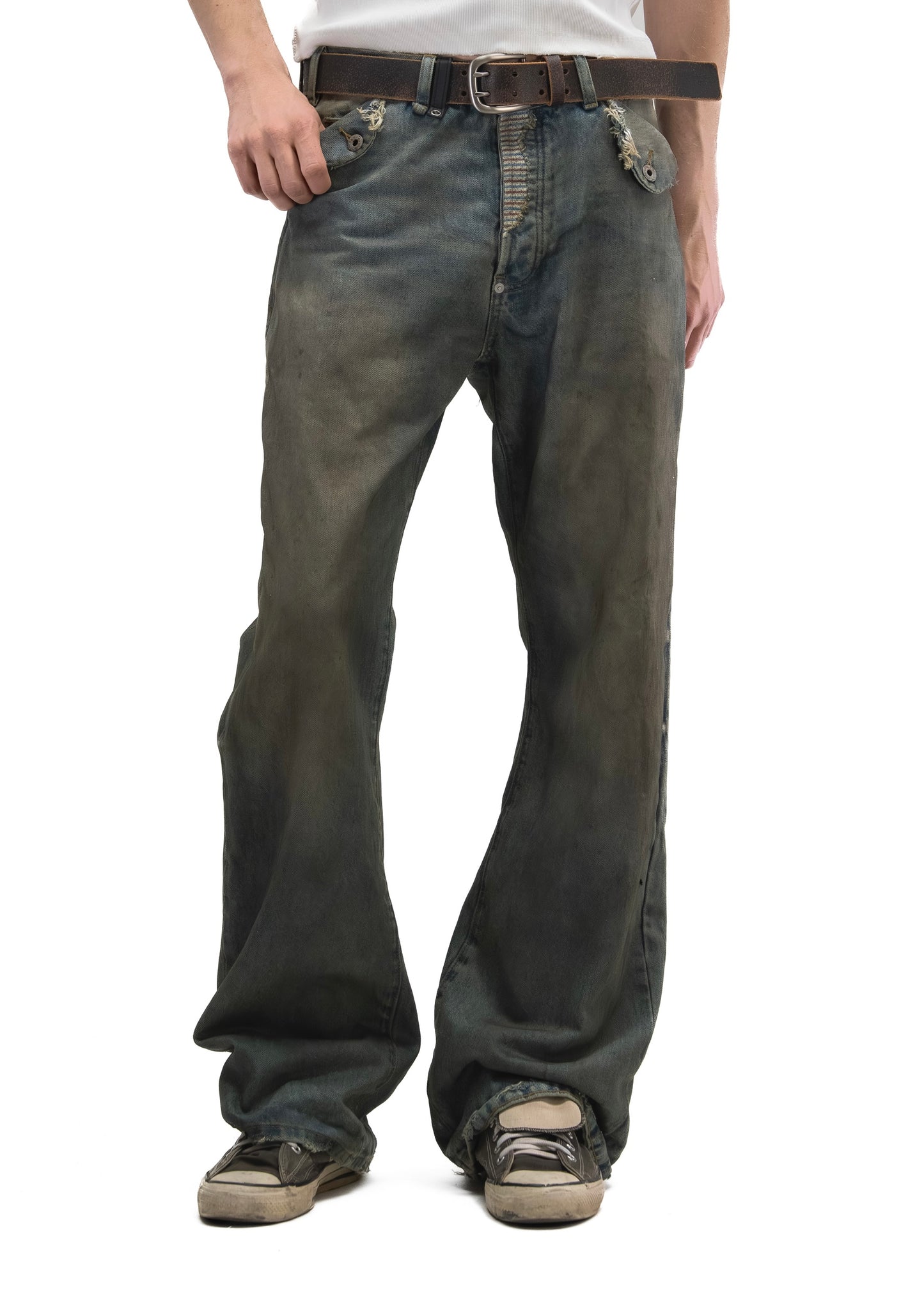 NO FAITH JEANS STUDDED LEATHER BELT