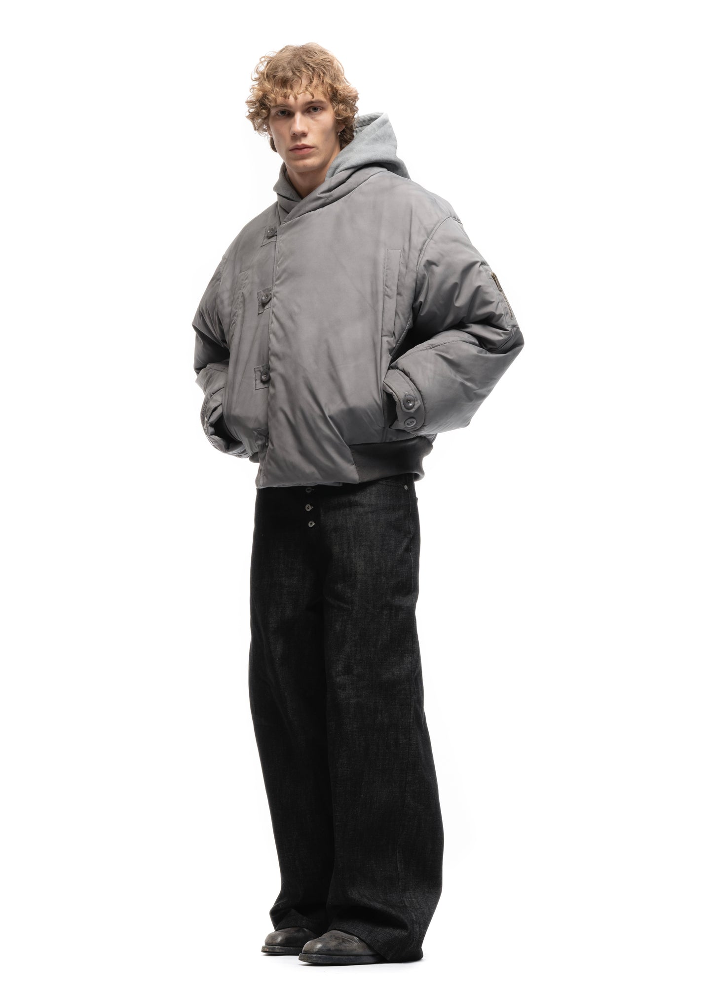 FENCING WAFFLE BOMBER JACKET GREY