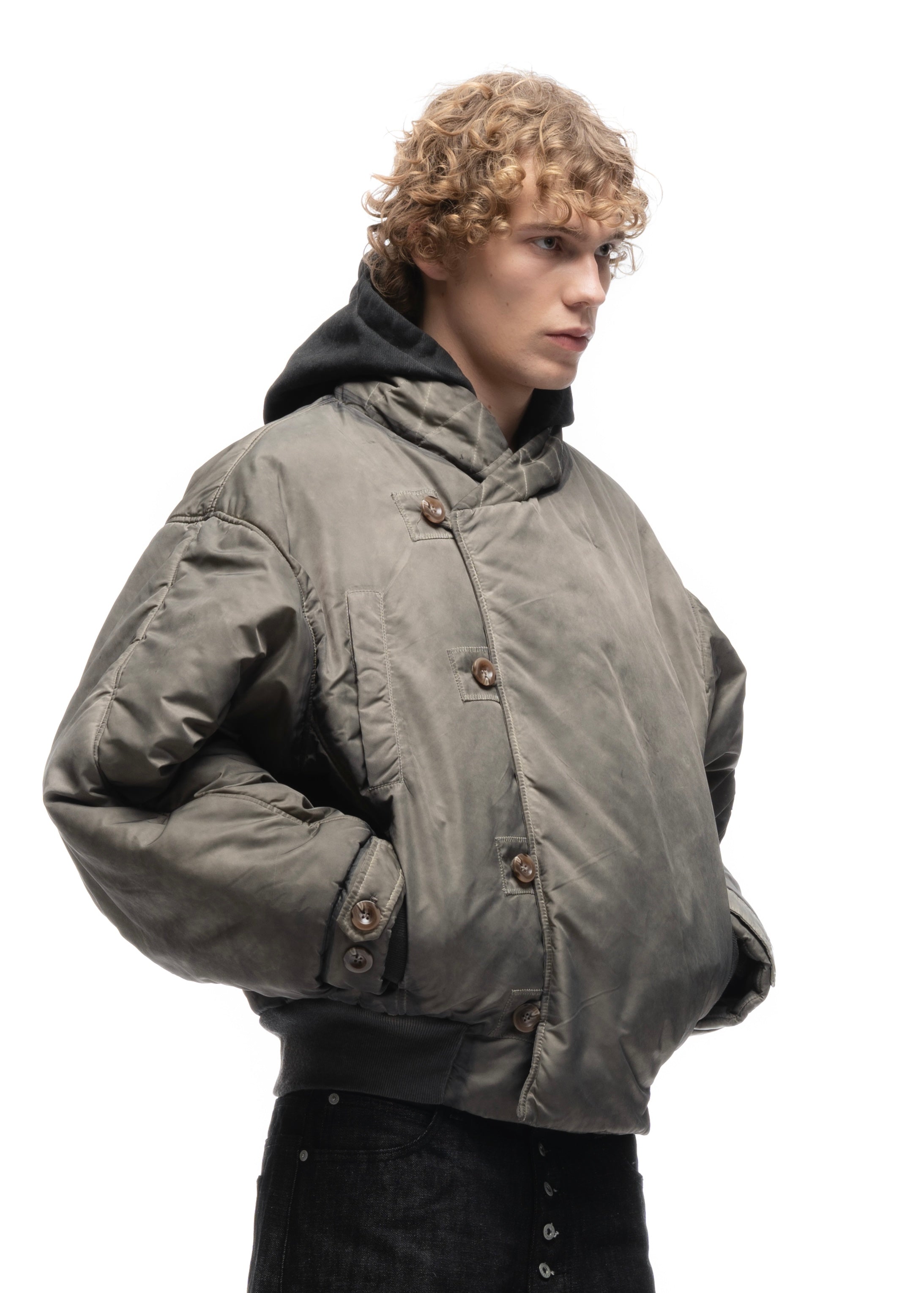 FENCING WAFFLE BOMBER JACKET USED BEIGE – NO/FAITH STUDIOS