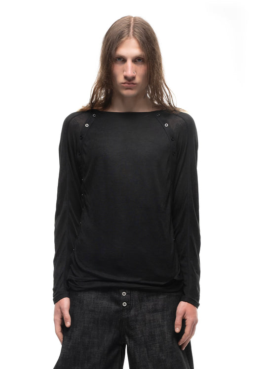 2 BUTTON LINE DOUBLE-LAYERED LONGSLEEVE BLACK