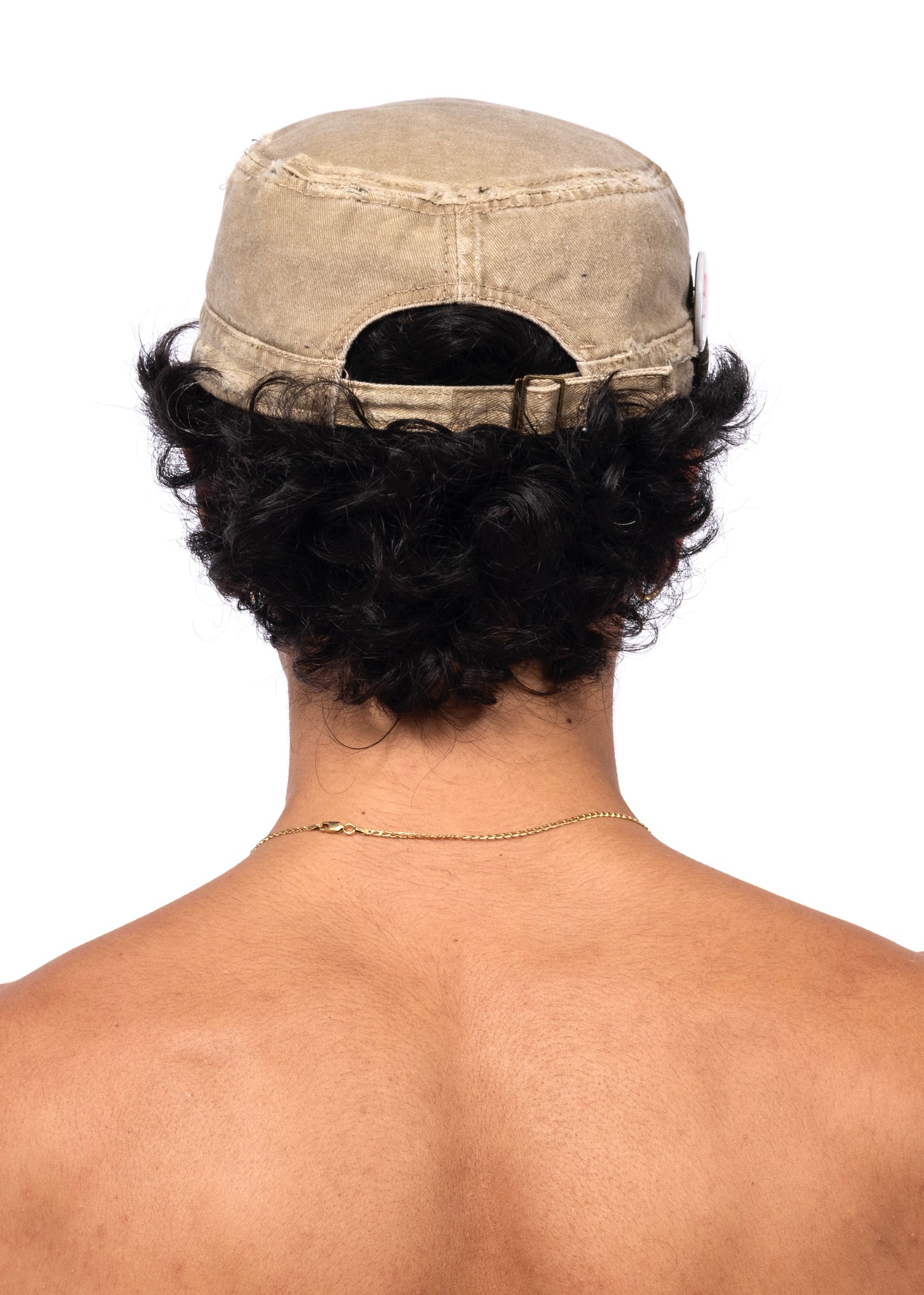 USED BEIGE BUTTON LOGO CAP