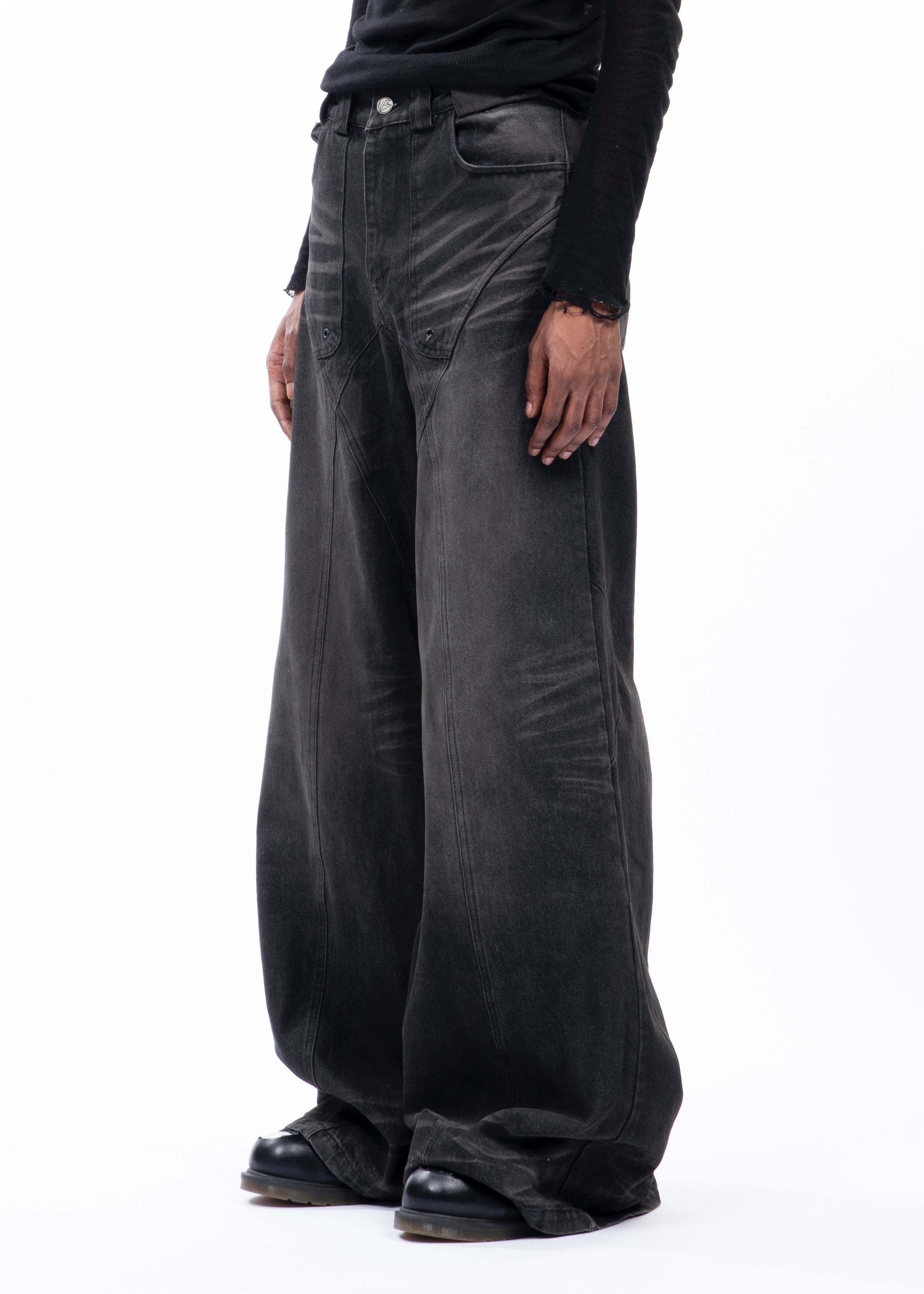 NO/FAITH STUDIOS FLARED DENIM 001 BLACK-