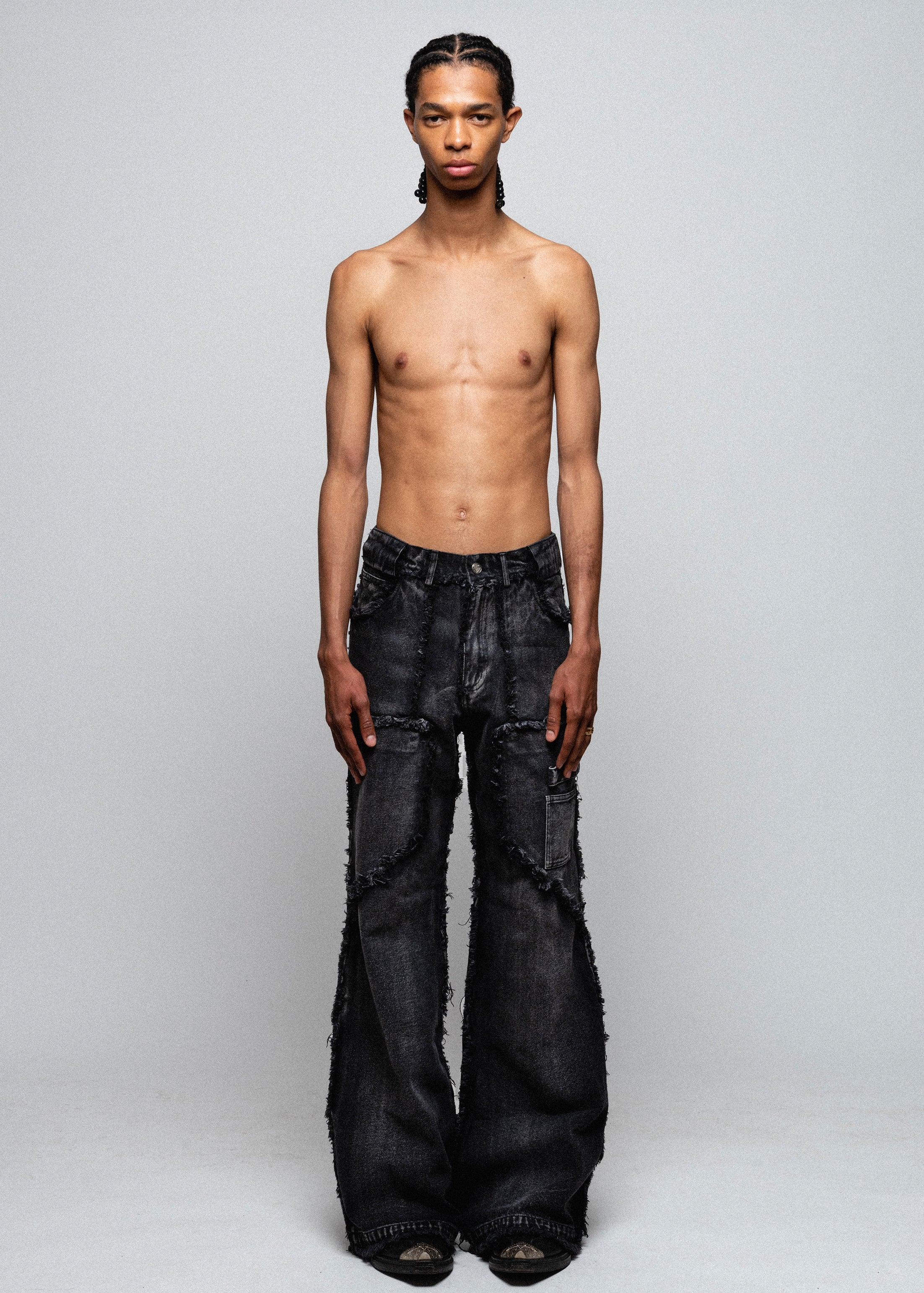 NO/FAITH STUDIOS FLARED DENIM 001 BLACK | www.innoveering.net