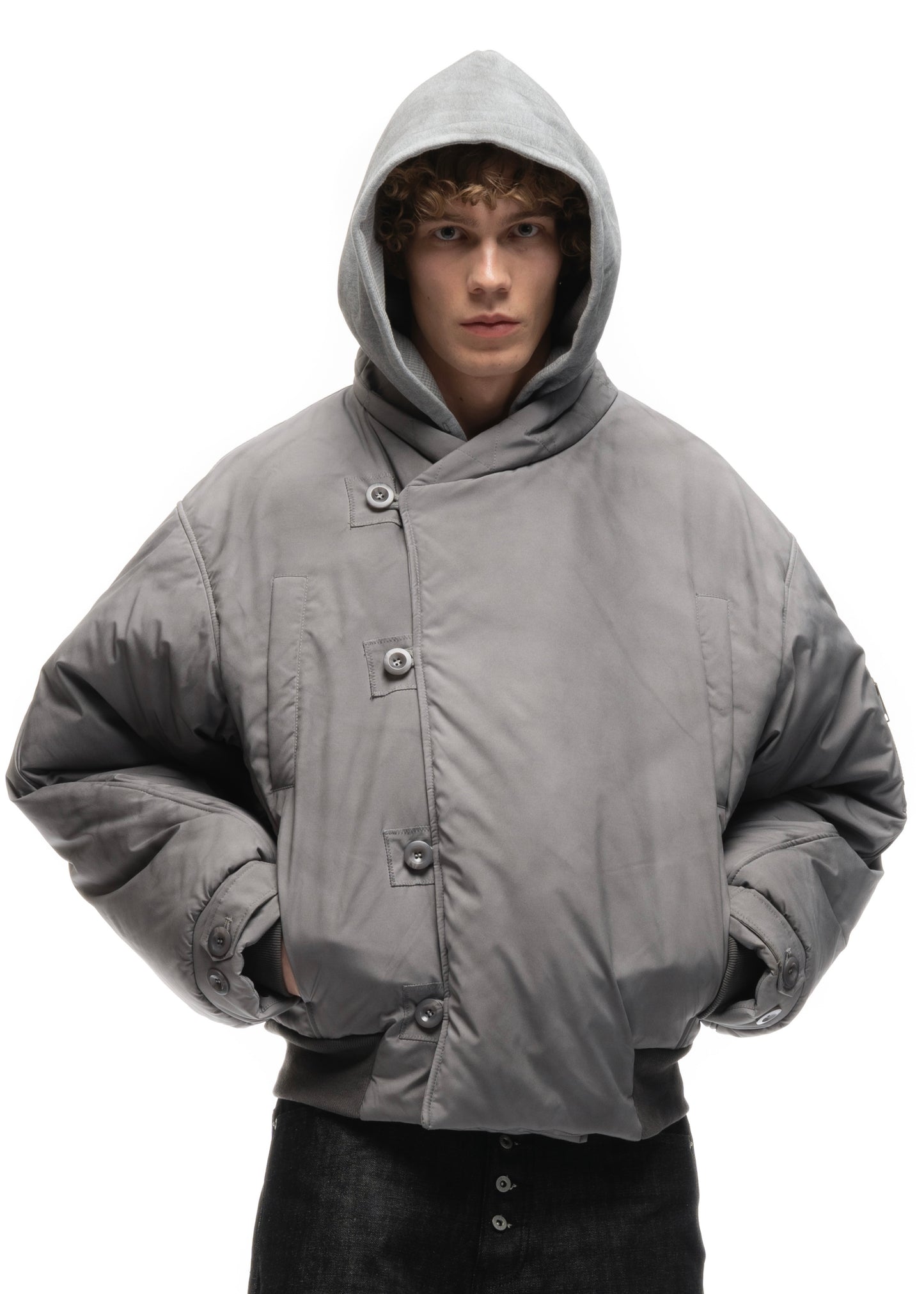 FENCING WAFFLE BOMBER JACKET GREY